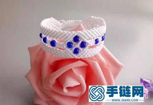 編繩斜卷結串珠少女手鏈的制作圖解