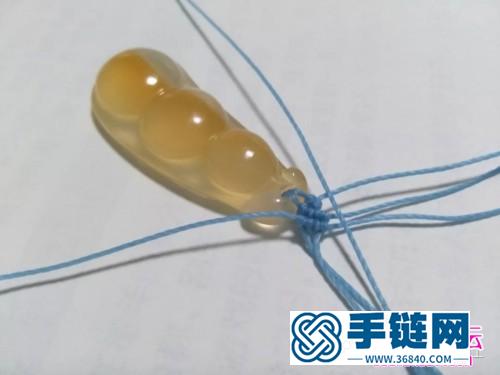 藍蓮花斜卷結瑪瑙玉髓豆子項鏈吊墜的詳細編制教程
