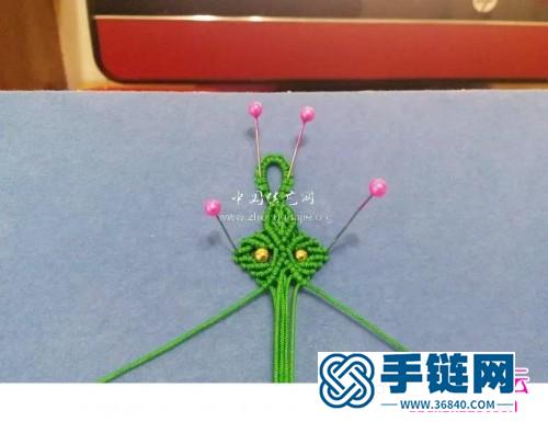 繩編玉線串珠清新花瓣形手鏈的詳細編制圖解
