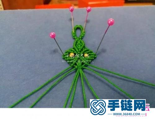 繩編玉線串珠清新花瓣形手鏈的詳細編制圖解