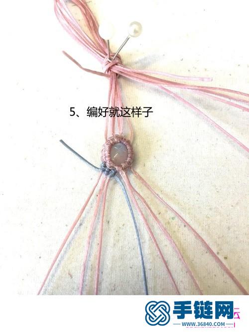 繩編復(fù)古粉紅色月光石戒指和手鏈的詳細編制圖解