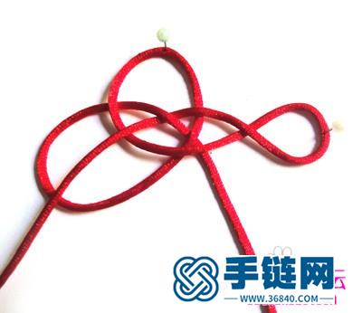 紅繩長形祥云結的編織教程