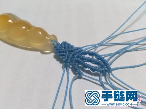 藍蓮花斜卷結瑪瑙玉髓豆子項鏈吊墜的詳細編制教程