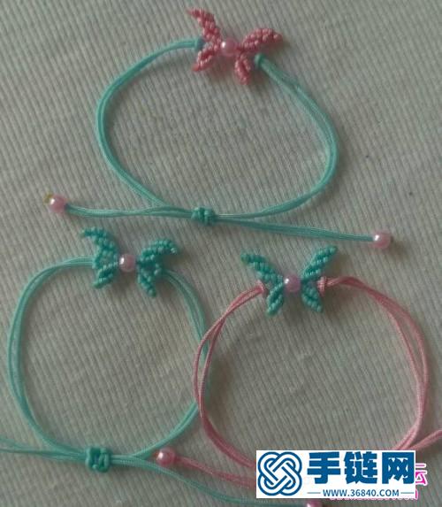 繩編小蝴蝶粉珠手鏈的編織制作