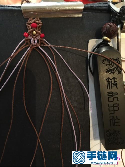 繩編紫色拉長石項鏈尾扣的詳細編制教程
