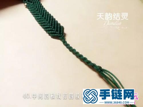繩編玉線桶珠雀翎手繩的詳細編制圖解