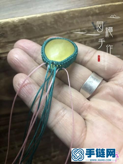 拼色蠟線繩編繁花似錦包石項鏈吊墜的詳細編制教程