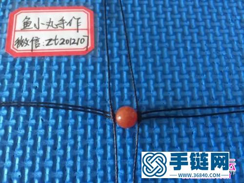 圓蠟線+南紅圓珠繩編戒指的詳細編制圖解