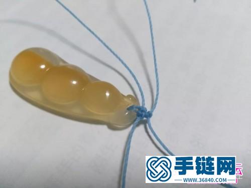 藍蓮花斜卷結瑪瑙玉髓豆子項鏈吊墜的詳細編制教程