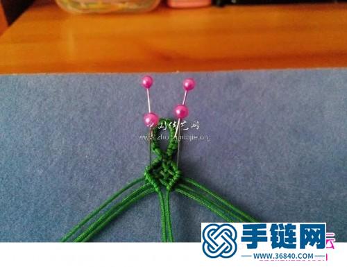 繩編玉線串珠清新花瓣形手鏈的詳細編制圖解
