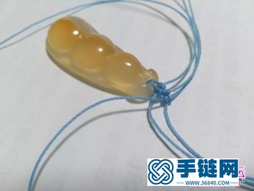 藍蓮花斜卷結瑪瑙玉髓豆子項鏈吊墜的詳細編制教程