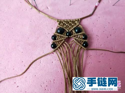 玉線串珠貓頭鷹毛衣鏈的制作步驟圖