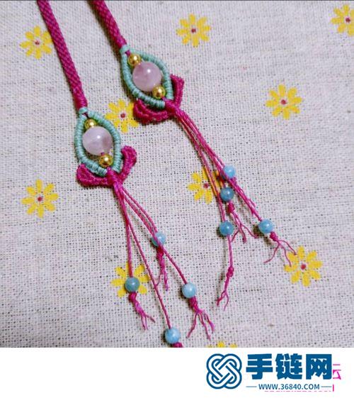 圓蠟繩編心形粉晶珠項(xiàng)鏈的制作圖解