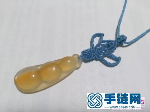 藍蓮花斜卷結瑪瑙玉髓豆子項鏈吊墜的詳細編制教程