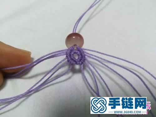 薰衣草心形斜卷結耳環的編制圖解