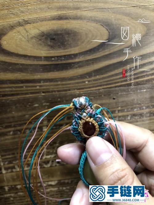 拼色蠟線繩編繁花似錦包石項鏈吊墜的詳細編制教程