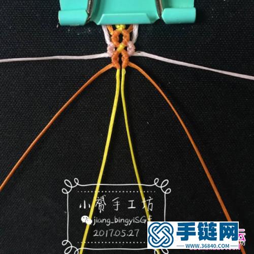 繩編青花平安扣手鏈的詳細編制圖解（小赟手工作品）