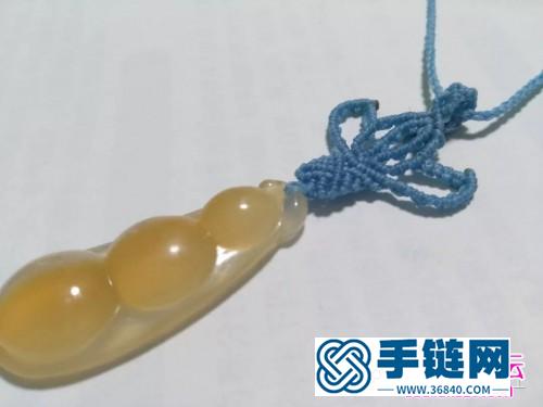 藍蓮花斜卷結瑪瑙玉髓豆子項鏈吊墜的詳細編制教程