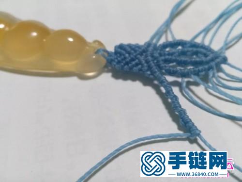 藍蓮花斜卷結瑪瑙玉髓豆子項鏈吊墜的詳細編制教程