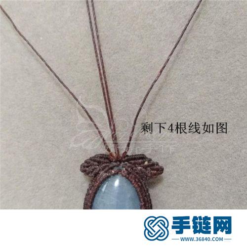 中國結蠟線包水滴天然石桃形項鏈吊墜的詳細編制方法