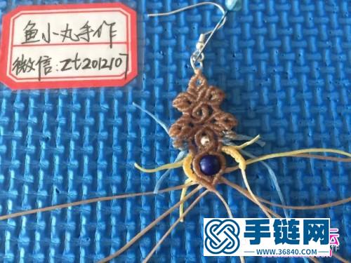 南美蠟線繩編青金石耳墜的詳細編制圖解
