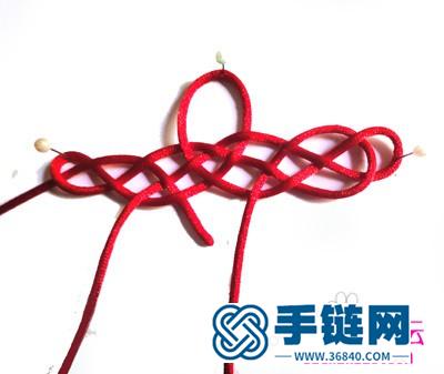 紅繩長形祥云結的編織教程