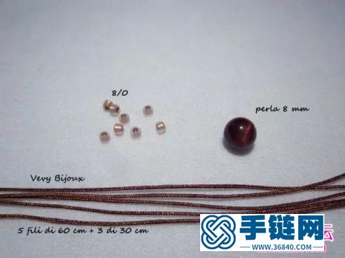 繩+珠子編的雀羽串珠耳墜的制作圖解
