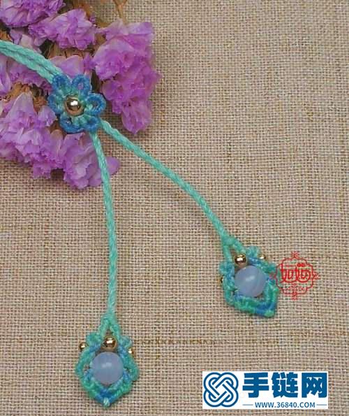 中國結天河石回紋珠鎖骨鏈尾扣的詳細制作圖解