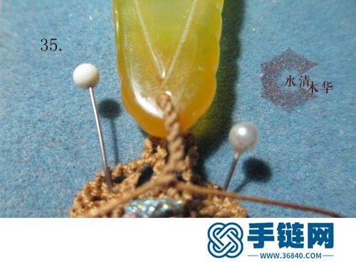 蠟線包鋯石蜜蠟項鏈吊墜的詳細編制方法