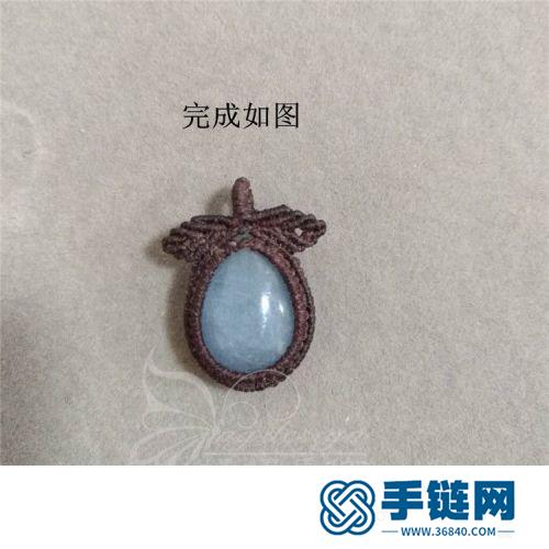 中國結蠟線包水滴天然石桃形項鏈吊墜的詳細編制方法