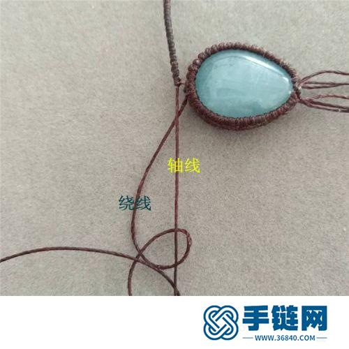 中國結蠟線包水滴天然石桃形項鏈吊墜的詳細編制方法