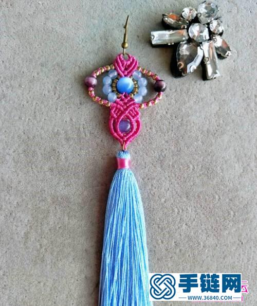 繩編串珠流蘇耳墜掛飾的詳細制作圖解