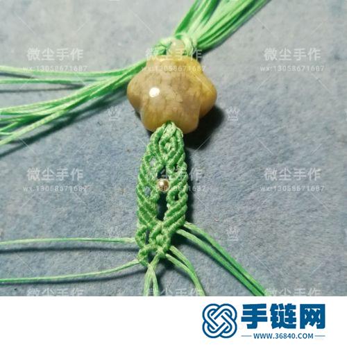 蠟線繩編珊瑚玉銀珠手繩的詳細編制方法
