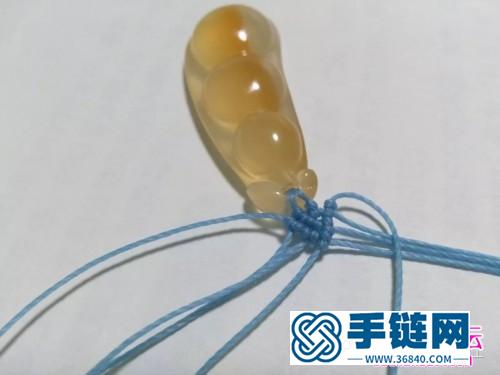 藍蓮花斜卷結瑪瑙玉髓豆子項鏈吊墜的詳細編制教程