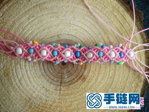 粉嫩南美圓蠟七彩串珠手鏈的詳細制作教程