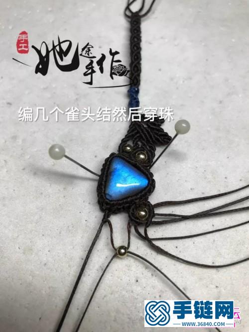三角形拉長石包石手繩的詳細編織圖解