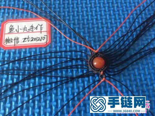 圓蠟線+南紅圓珠繩編戒指的詳細編制圖解