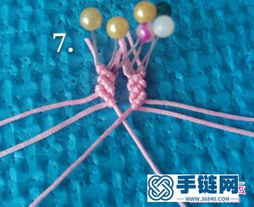 繩編小蝴蝶粉珠手鏈的編織制作