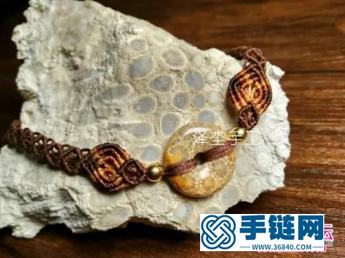 繩編珊瑚玉平安扣手鏈的詳細編織圖解