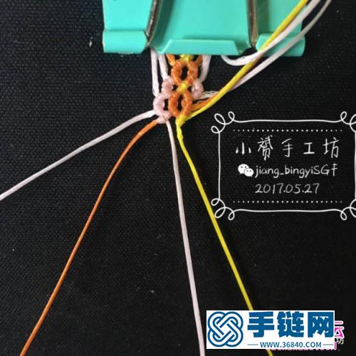 繩編青花平安扣手鏈的詳細編制圖解（小赟手工作品）