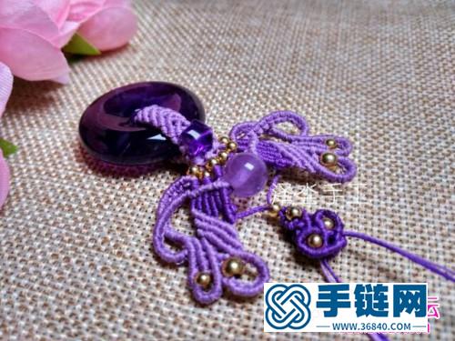 繩編古風氣質紫水晶平安扣項鏈吊墜的詳細編制圖解