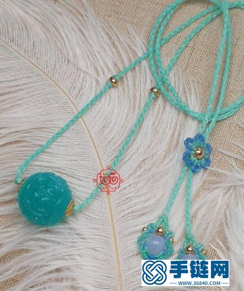 中國結天河石回紋珠鎖骨鏈尾扣的詳細制作圖解