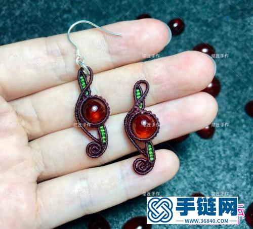 蠟線音符石榴石耳勾的詳細編制圖解