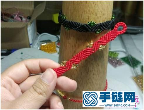 繩編S紋米珠斜卷結(jié)手繩的詳細(xì)編制教程