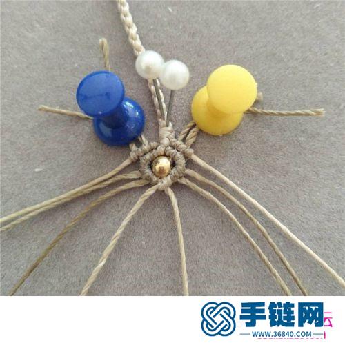 蠟線繩編綾花包石項鏈的詳細編制圖解