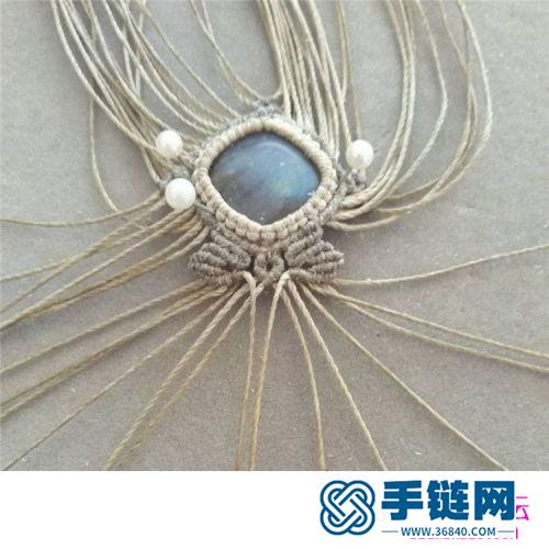 蠟線繩編綾花包石項鏈的詳細編制圖解