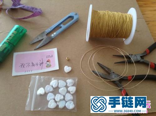 中國結編織心形珍珠手繩教程