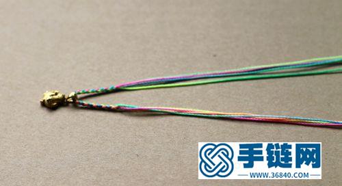 黃金吊墜彩色腳繩（手鏈）的編織教程