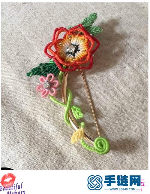 南美蠟線、金珠、銀珠花落枝頭胸針的詳細(xì)制作教程