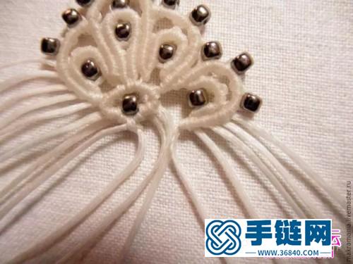 中國結編織純白串珠耳墜教程